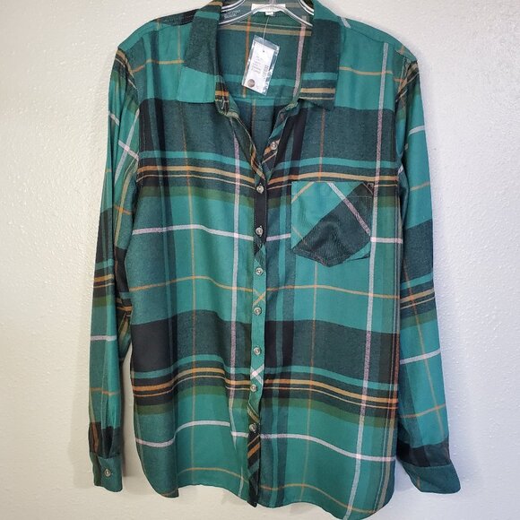 Maurices Tops - NWT Maurices Green Plaid Button Down Shirt Top Women's Size XL
